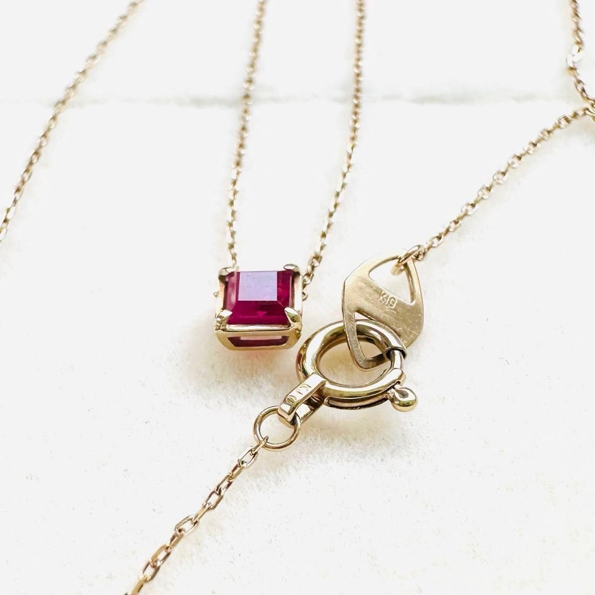 JUPITER ジュピター K10YG スクエアネックレス Amazon.co.jp: JUPITER K10YG ルビー ネックレス スクエア ファセット