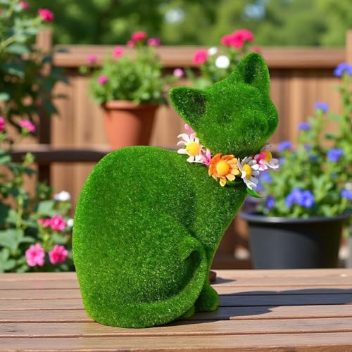 Statue de chat pour le jardin en résine synthétique décorative