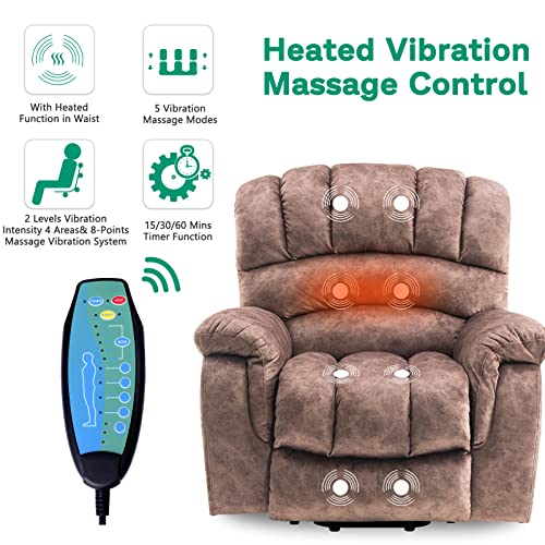 Vivijason Large Electric Power Lift Recliner Chair With Heat & Massage For Elderly People, Heavy Duty And Safety Motion Overstuffed Recliners With 2 Remote Controls, Side Pockets & Usb Ports, Brown #TOP3