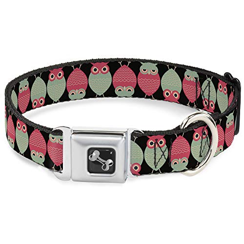 Buckle-Down Seatbelt Buckle Dog Collar - Owls Flip Black/Mauve/Sage - 1 Wide - Fits 15-26 Neck - Large Buckle-Down Seatbelt Buckle Dog Collar - Owls Flip Black/Mauve/Sage - 1" Wide - Fits 15-26" Neck - Large