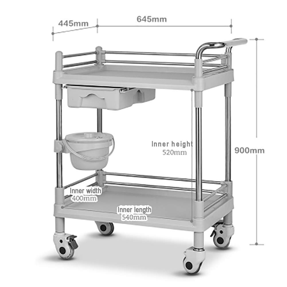 Hand Trucks Storage,Kitchen Movable Trolleys, Abs Beauty Salon Cart with Drawer and Dirt Bucket,Mobile Spa Rolling Trolley,with Brake Beige