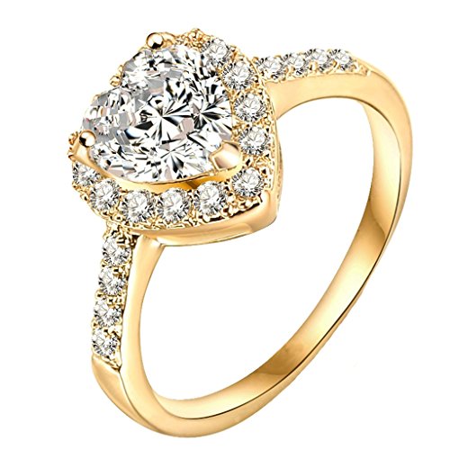 Bishilin Women Engagement Rings Yellow Gold 14k Plated Size 8, Gift for Mother's Day