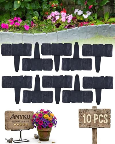 Imitation Stone Garden Fence, 10/20/30 Pack Plastic Garden Retaining Fence,