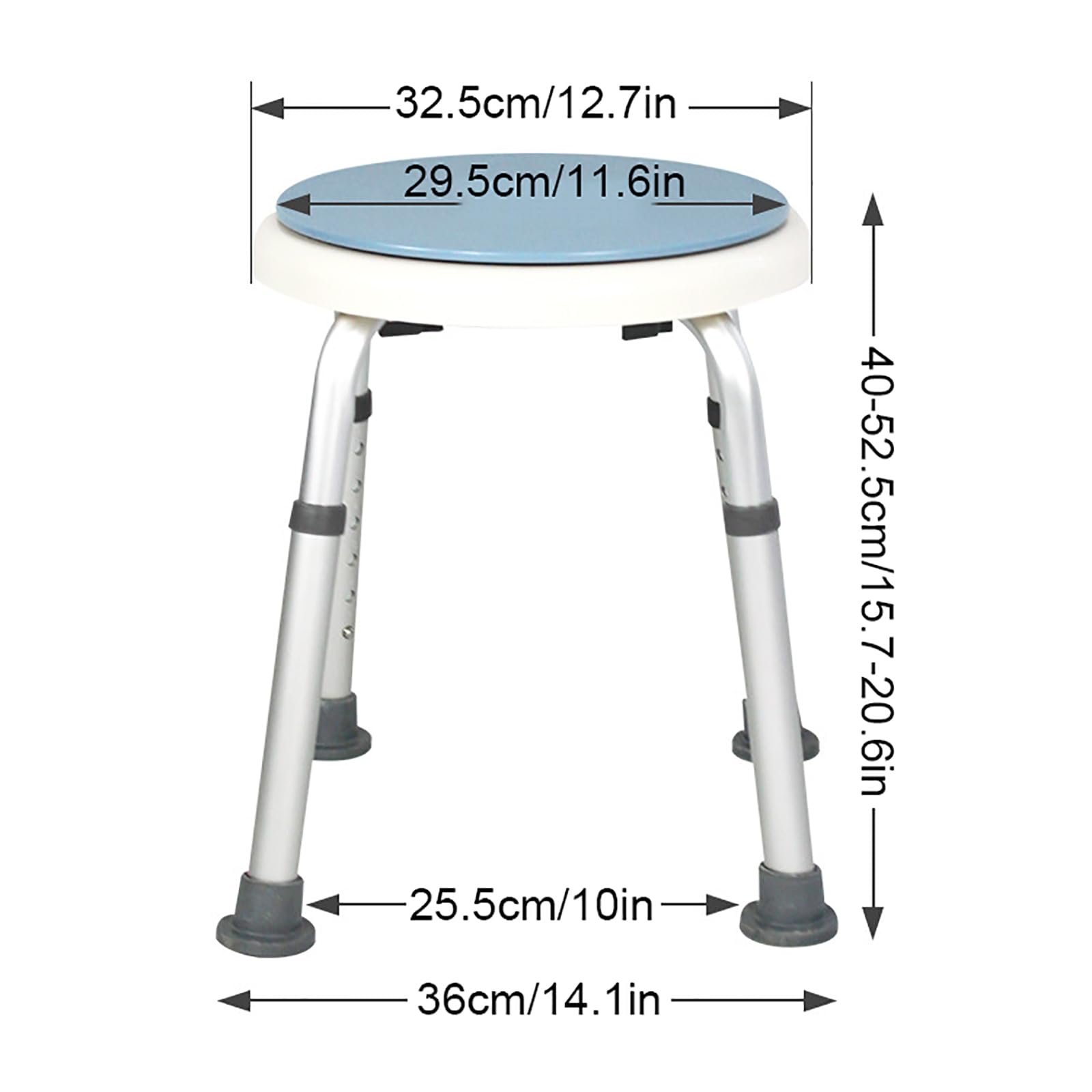 Taburete De Ducha Giratorio, Asiento De Ducha, Taburete De Bañera De Altura Ajustable para Personas Mayores, Discapacitados, Soporta hasta 300 Libras