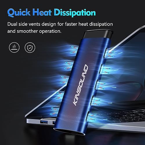 Image of Kinsound M.2 NVMe SSD Enclosure Adapter Tool-Free,Aluminum 10Gbps USB C External Portable NVMe M.2 Enclosure USB 3.1 Gen2 Thunderbolt 3 Support UASP Trim for PCIe M B+M Keys Size 2230 /2242 /2260 /2280
