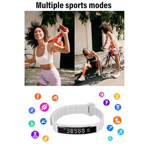 ASHATA Smart Armband, Fitness -Tracker mit BT 5.3 Wasserdichtem Magnetgurt mit Fernfotografie -Anrufbenachrichtigungen f&uuml;r - -Sportmodi (Silver)