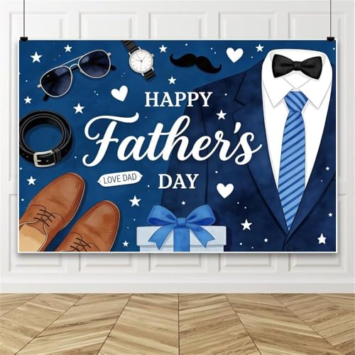 Toile de fond fête des pères en vinyle bleu de 3x2,4 m pour studio