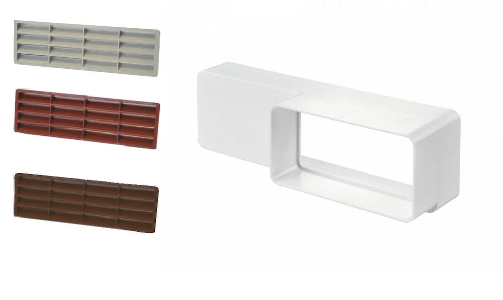 Airbrick Adapt Flat Ducting 110 x 54 for Ventilation Extractor Fan Heat Recovery (40770 - Slimline Air Brick Brown 205 x 60)