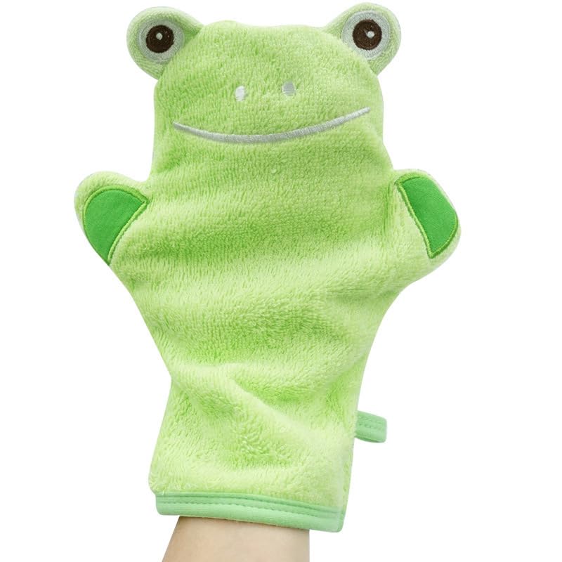 JN&amp;LULU Organics Bath Mitt Bath Cotton and Soft Scrub Bathing Loofah Shower Gifts (Frog)