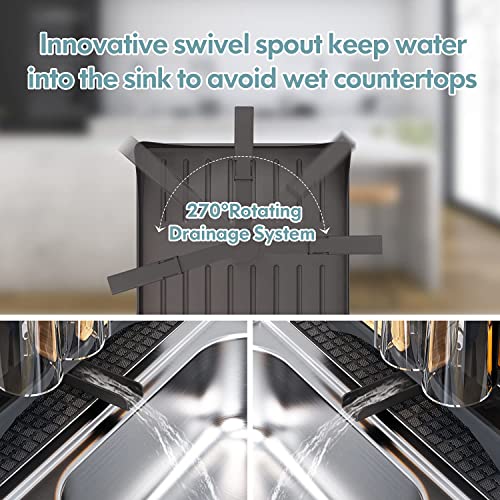 Dish Drying Rack And Drainboard Set, 304 Stainless Steel Large 2 Tier Dish Rack With Auto-Draining Tray And Drying Mat For Kitchen Counter Dish Drainers With Utensil Holder, Cutting Board Holder #TOP3