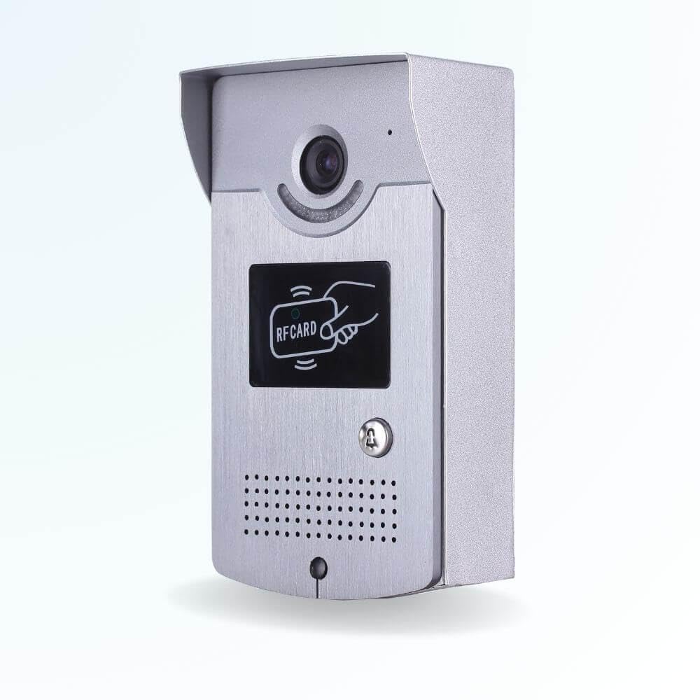 Portier interphone vidéo Cards 4 Fils - 1 écran Blanc 7" - avec mémoire Photos - avec Lecteur de Badge