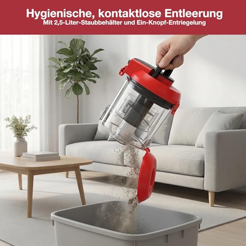 Akitas C10T 850W Beutelloser Staubsauger ohne Beutel Cat and Dog Tierhaare,Staubsaugerzylinder mit Deutschem Wessel Werk,28cm Breite Große Turbokopf-Spinnbürste