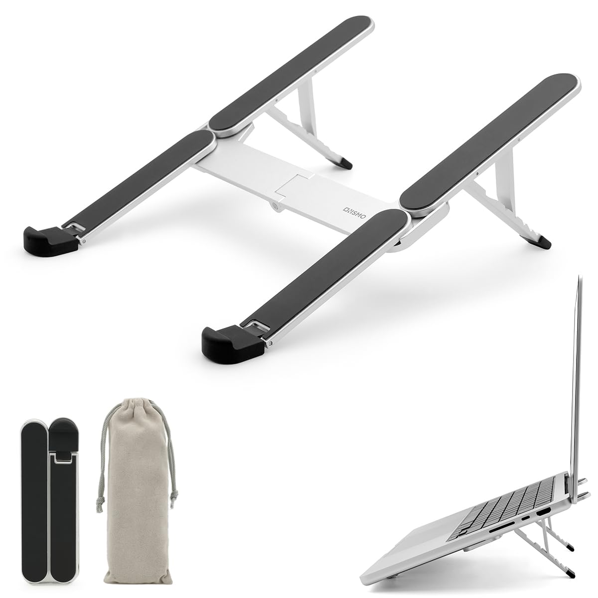 NSMO Laptop Stand Adjustable Aluminum Portable Laptop Stand with 5-Level Height Settings Ergonomic Design Heat Dissipation Non-Slip Support
