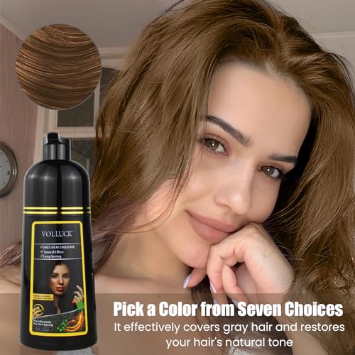 Hair Dye Shampoo, 3-In-1 Natural Plant Hair Dye, Grey Hair Cover up Shampoo for Men Women, Long-Lasting Hair Colour Shampoo 500ML (Light Brown) - Image 8