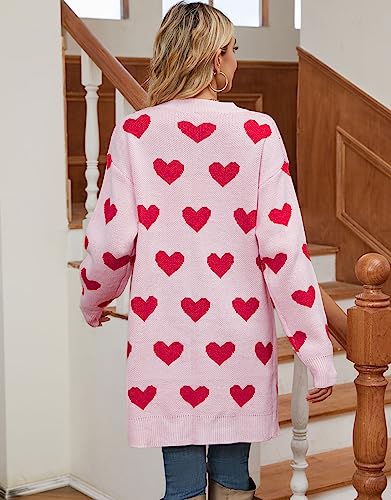Image of Alsol Lamesa Women's Long Sleeve Heart Cardigan Sweaters V Neck Open Front Knit Coat