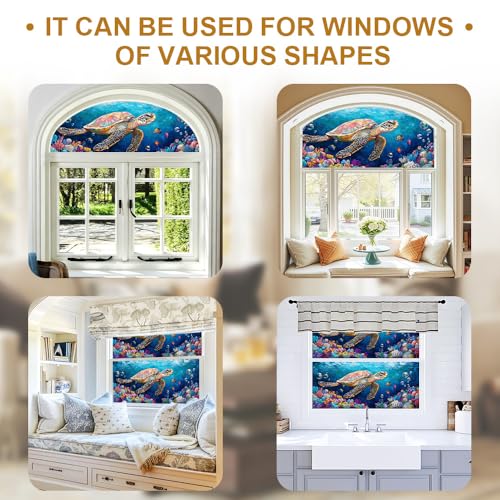 Image of Sea Turtle Stained Glass Window Film - Ocean Privacy Cling