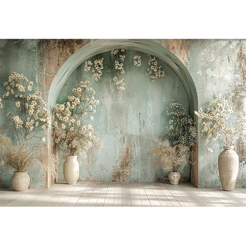 Baocicco 10x7ft Vintage Flower Wall Backdrops for Photography Mint Green Ancient Background Cloth Victoria Floral Bridal Shower Honeymoon Travel Vocation Props Wedding Engagement Party Banner Props