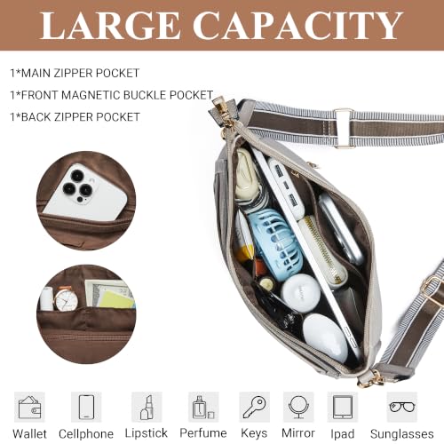 Image of Leather Crossbody Purse for Women Crossbody Bag for Daily Travel | Trendy Vegan Leather Medium Crossbody Purse with Adjustable Strap Women's Hobo Shoulder Handbags for Work