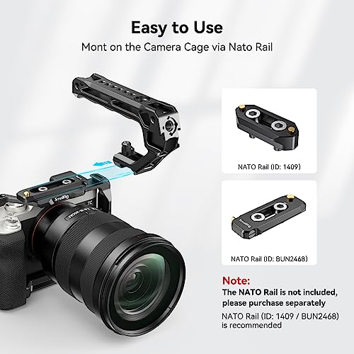Image of SmallRig Push-Button Rotating NATO Side Handle for Left and Right Hand Lightweight NATO Top Handle and Quick Release NATO Rail