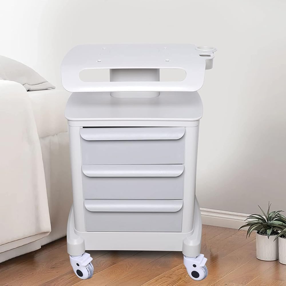 Carrito de almacenamiento móvil con ruedas y cajones para equipos médicos, herramientas de salón y suministros de oficina