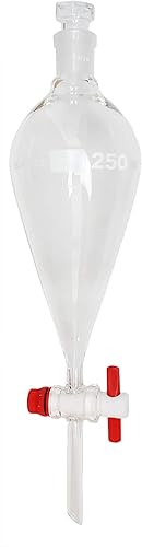 Embudo separador SFPTFE250 con llave de paso de PTFE, capacidad de 8.5 fl oz