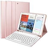 Fintie Keyboard Case w/Pencil Holder for iPad Air 3rd Gen 10.5' 2019 / iPad Pro 10.5' 2017 - SlimShell Soft TPU Back Protective Cover w/Magnetically Detachable Wireless Bluetooth Keyboard, Rose Gold