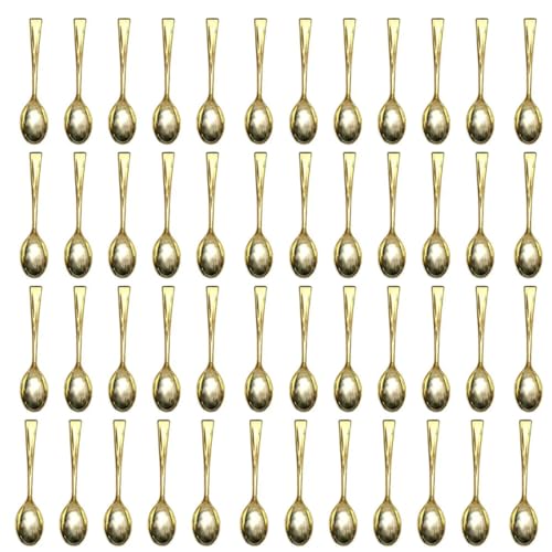 48PCS Disposable Golden Mini Spoon Set - Plastic Flatware for Barbecue, Party, Picnic - Imitates Metal Elegance