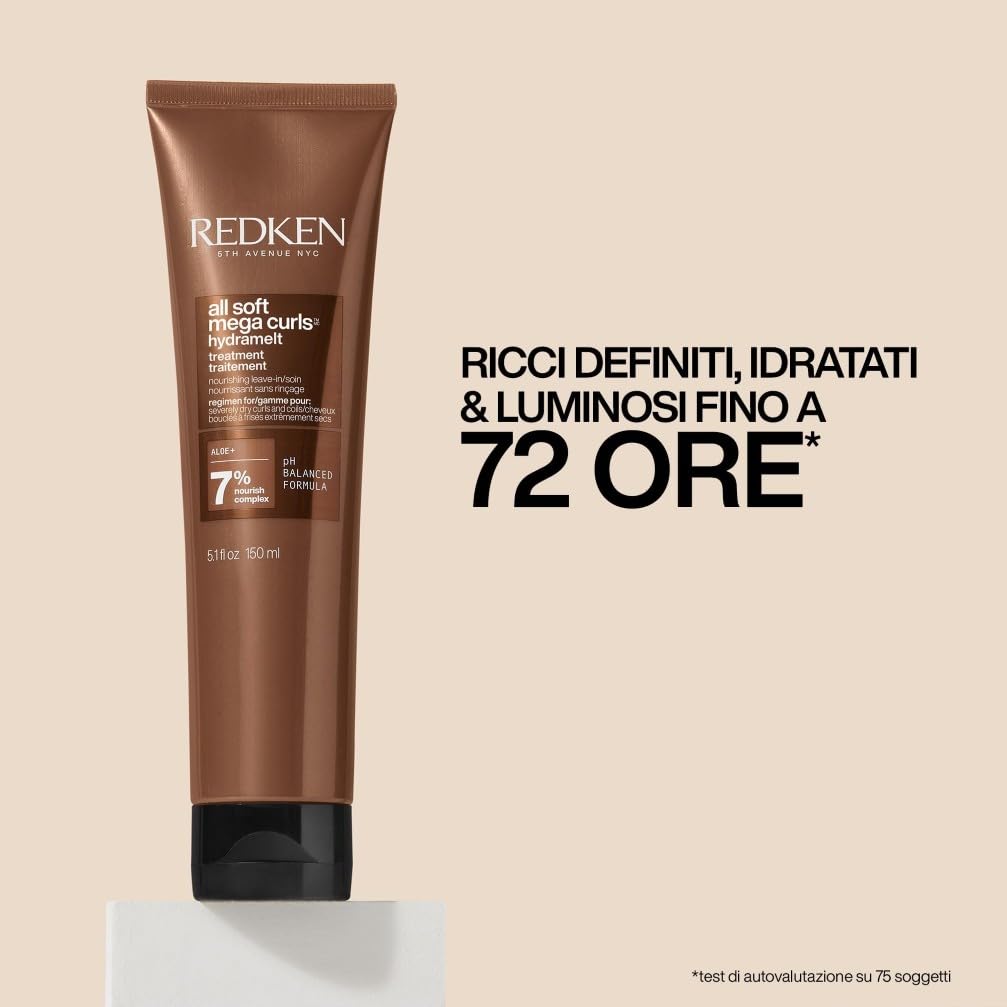 Redken Trattamento Leave-In per Capelli Ricci e Secchi, Nutre e Rinforza, Per Capelli Setosi e Ricci Scolpiti, Con Aloe Vera, All Soft Mega Curls Hydramelt, 150 ml