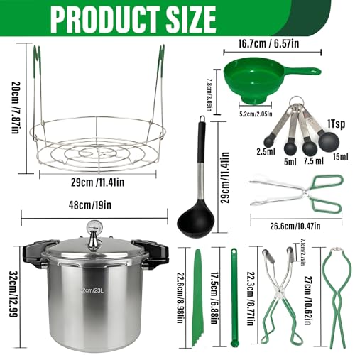 24 Quart Pressure Canner with Gauge & 9-Piece Canning Supplies Starter Kit – Extra Large Aluminum Pressure Cooker for Canning, Induction Compatible, Safe Home Food Preservation - Thumbnail 6