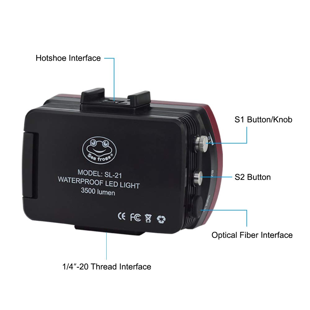 Sea Frogs Ipx8 Impermeable CAM LED Foto Video Reflector 40 Metros Submarinismo iluminación 3500 LM
