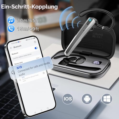 Atheewon V5.3 Bluetooth Headset, Headset Kabellos Freisprech – Ansicht 5