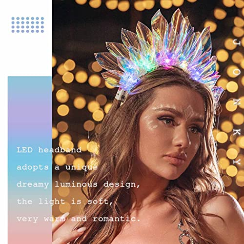 Jonky Rainbow Flower Headband Light Up Headbands Floral Led Gay Pride Headpiece Glow Tassel Lgbtq Hair Accessories For Women And Men #TOP6