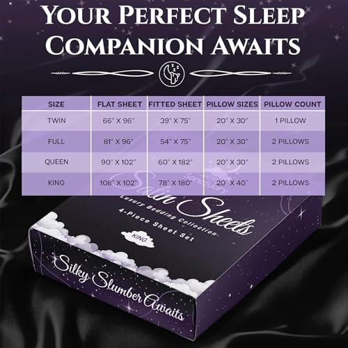 Sleep Sanctuary Satin Sheets King Size – 4 Piece Luxury Silky Bed Set, Softer Than Silk, 15" Deep Pocket, Cooling & Wrinkle-Free, Moisture-Wicking & Breathable for Hair & Skin (Black) by SLEEP SANCTUARY - Image 8