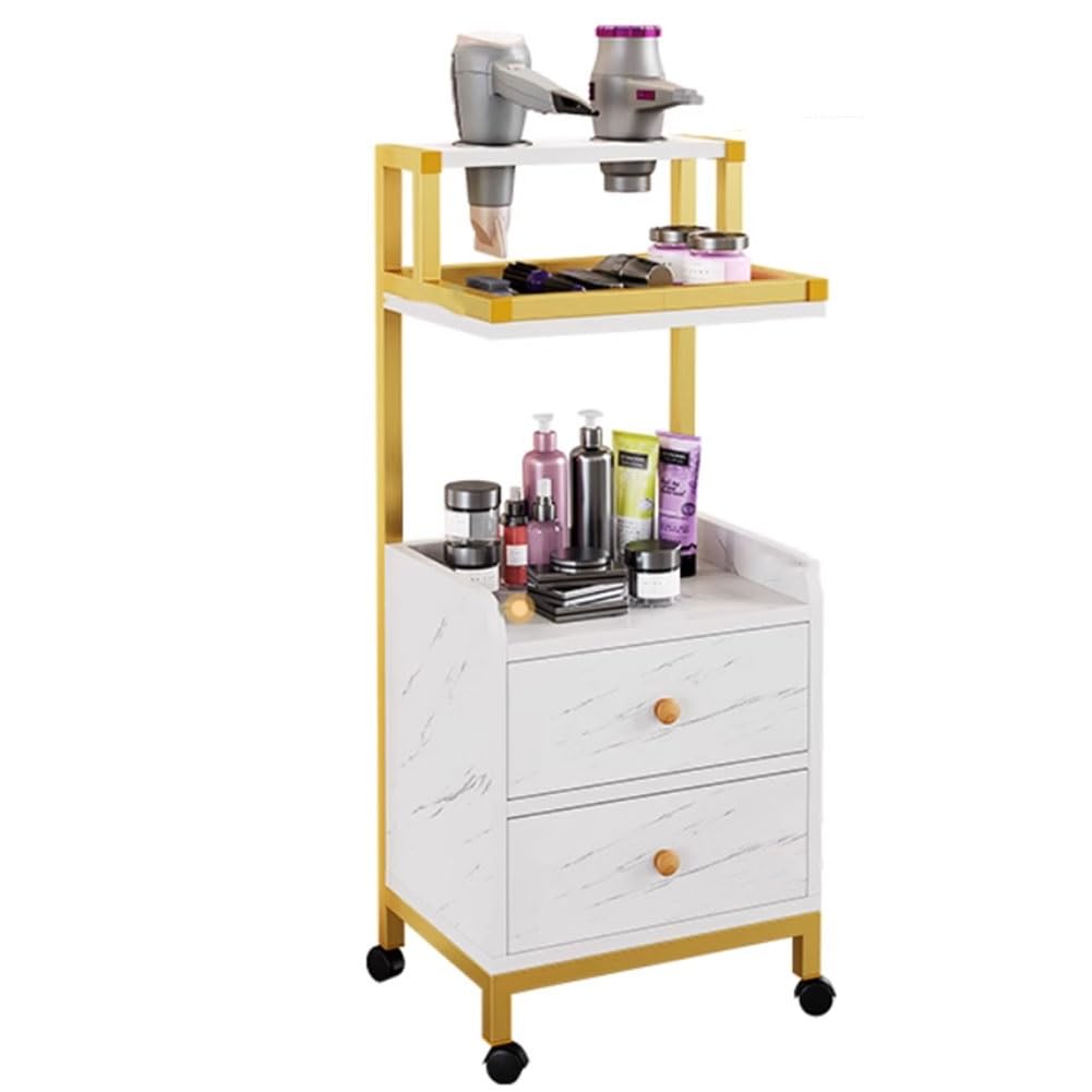 JKJZSALJ Beauty Salon Trolley Cart Utility Manicure Trolley Storage Rolling Barber Cart On Wheels, Salon Trolley Station, Beauty Salon Station For Hair Stylist
