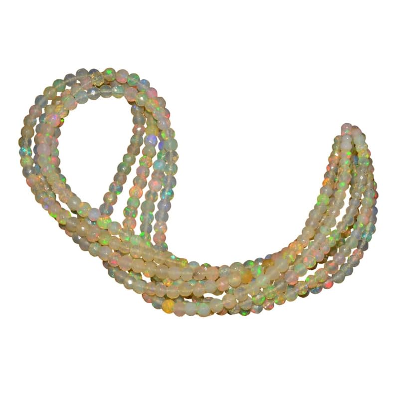 Żółty wysoki ogień etiopski opal welo ogień 3 mm-5 mm luźne okrągłe fasetowane koraliki | sznurek 40 cm | etiopski opal welo kamień szlachetny koraliki do biżuterii