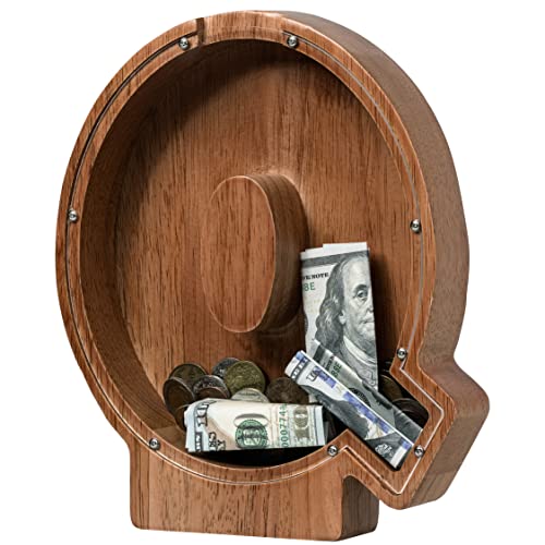 ladenk Large Wooden Kids Letter Piggy Bank - Piggy Bank for Boys Girls