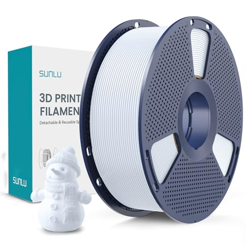 SUNLU PLA Plus 3D Filamento para impresora, filamento PLA+ de 1.75mm, filamento 3D de dureza mejorada compatible con impresoras FDM, precisión dimensional +/- 0.02mm, Carrete de 1kg, Blanco Cerámico