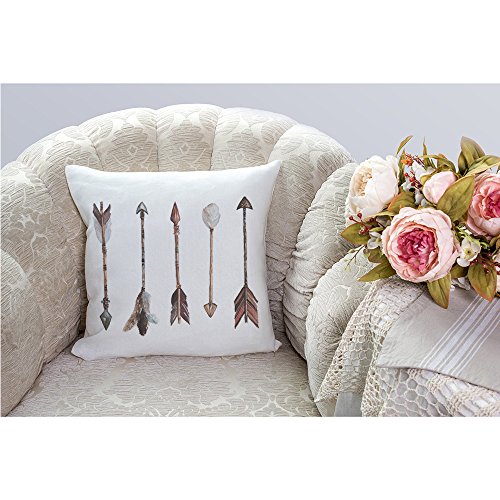 Hgod Designs Arrow Pillow Case, Watercolor Hand Drawn Arrows Boho Style Cotton Linen Cushion Cover Square Standard Home Decorative Throw Pillow For Men/Women 18X18 Inch Gray White Brown #TOP5