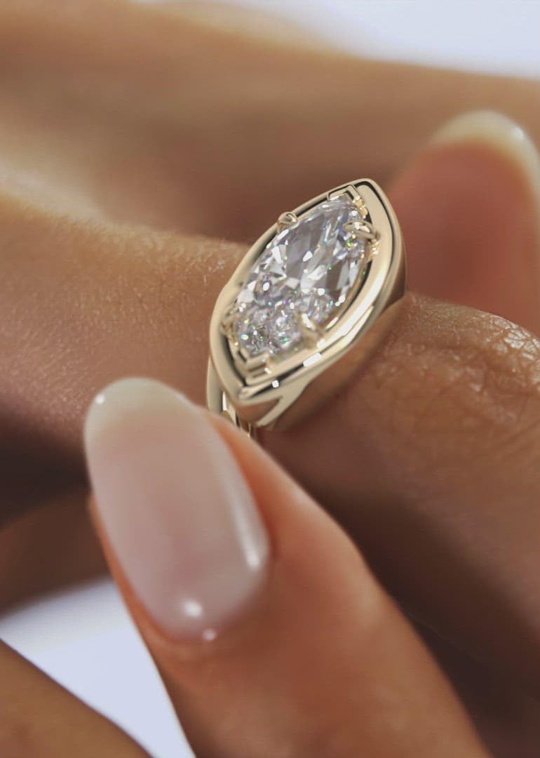 1-5 Carat IGI Certified Marquise Lab Grown Diamond in VVS1-VVS2 Clarity, E-F Color The Noodle Diamond Ring in 10K 14K 18K Solid Gold Ring for Women, A Sign of your Love.