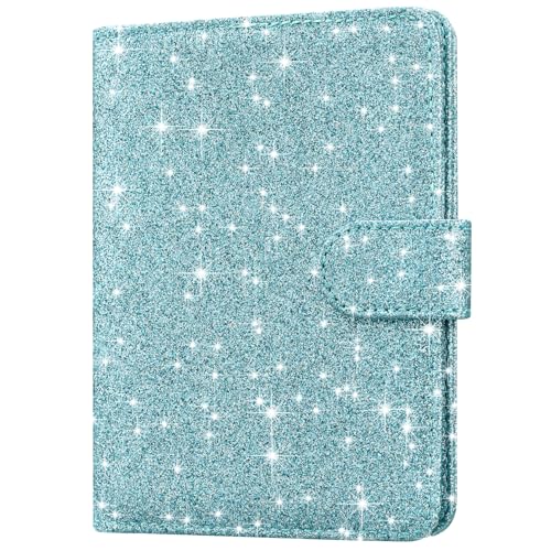 HOTCOOL Passport Holder Travel Essentials Airplane & Cruise Essentials Ship Leather Wallet Cover Case RFID Blocking Women & Men Vacation Travel Accessories Gifts Deals, Glitter - Blue