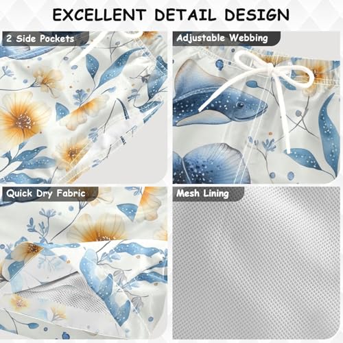 Pigsaly Boys' Swim Board Shorts Sea Stingray Flowers Boy's Swim Trunks Kids Swimwear XS3