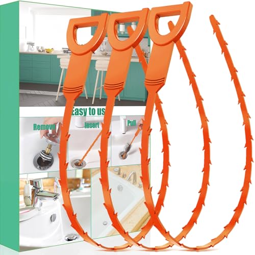 ARCTIC EAGLE Drain Snake Hair Drain Clog Remover - 3 Pack Shower Snake Sink Unclogger Tool with...