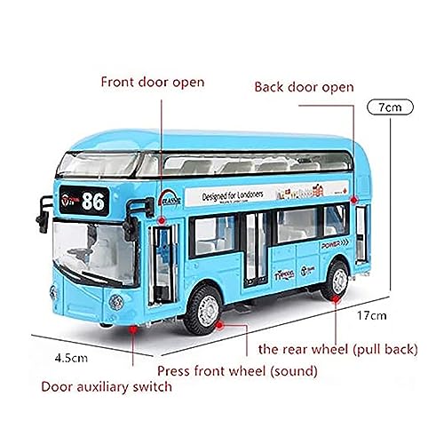 Image of DEUSON ECOM Double Decker Toys For Kids Bus Diecast Metal Bus Alloy London Bus Light & Music Open Door Collection Bus Toys For Boy Kids, Multicolor