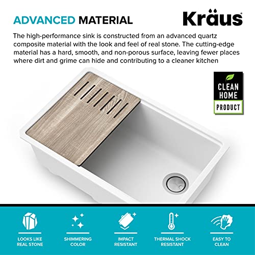 KRAUS White 30 in Undermount Granite Kitchen Sink KGUW1-30WH - image 7