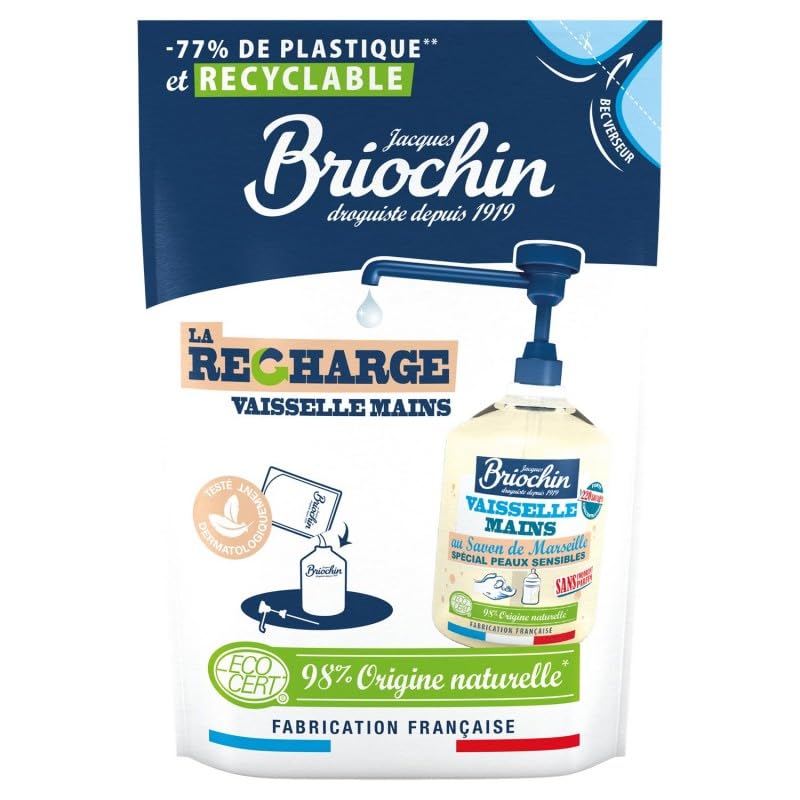 BRIOCHIN - Recharge Liquide Vaisselle Et Main Sans Parfum Ecocert Sans Mit Cmit - le Lot De 4