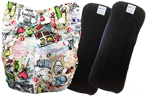 Image of Babymoon (SET of 3-1 Cloth Diaper with 2 5Layesr Bamboo Insert) Premium Adjustable Reusable Washable Cloth Diaper for Baby