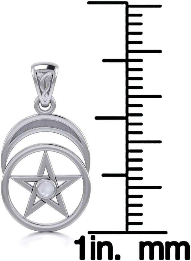 Jewelry Trends Pentacle Crescent Moon Goddess Sterling Silver Pendant Necklace 18" Moonstone - Image 5