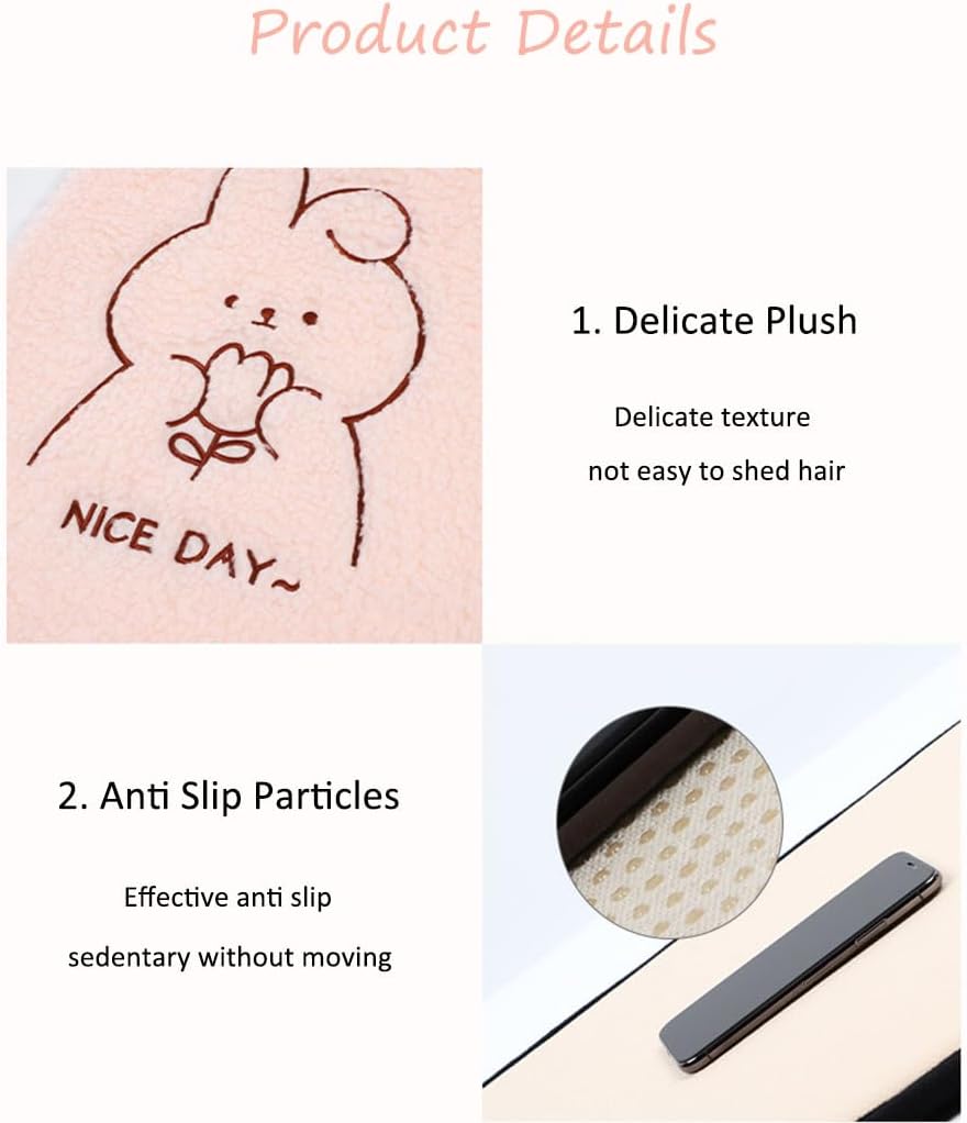 acdiac Universal Cute Bunny/Bear Car Seat Cover Cushion Fuzzy Cozy Cartoon Auto seat Pads (Bunny, 7pcs/seat)