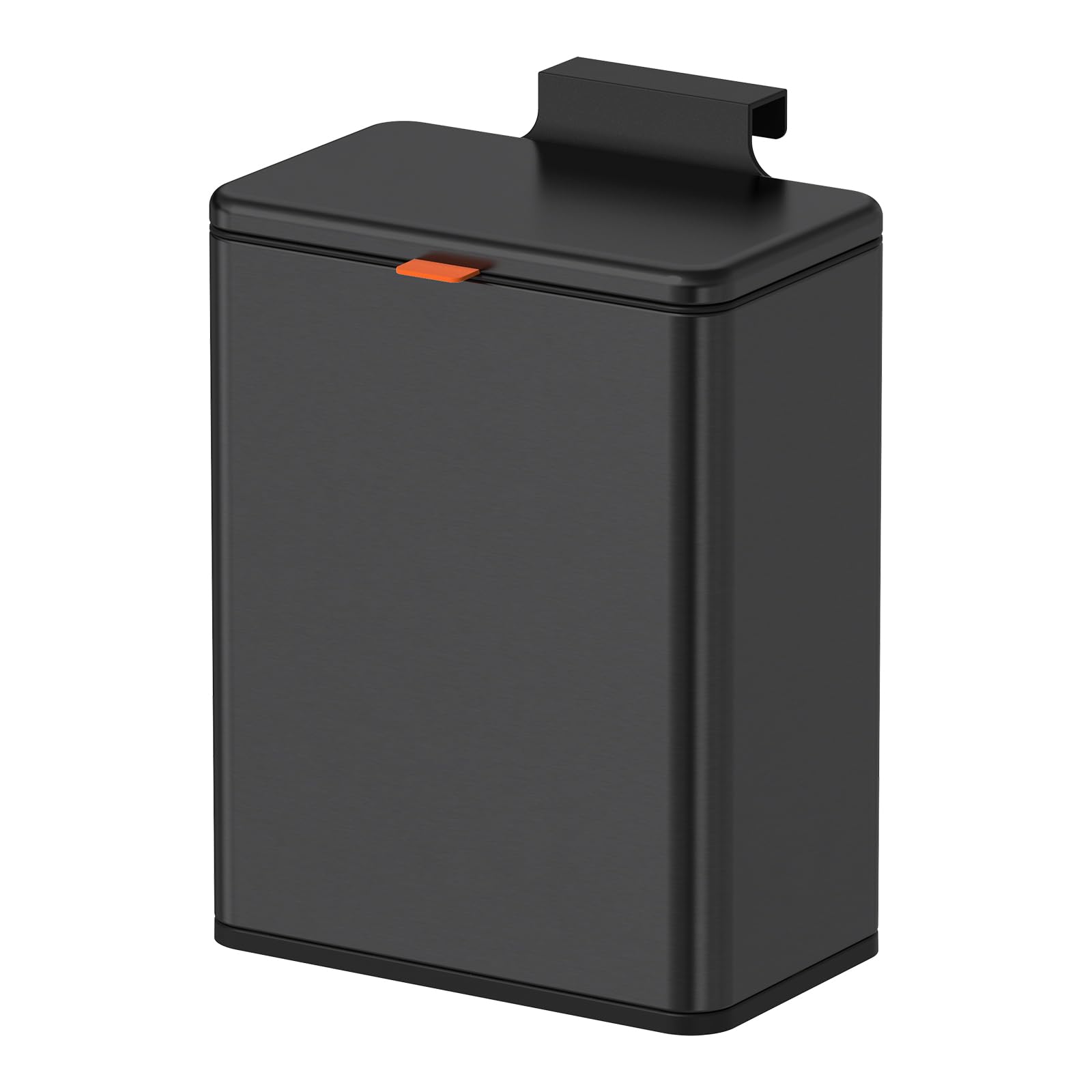 Mbillion Poubelle à compost de cuisine à suspendre avec couvercle - En acier inoxydable - Pour armoire de cuisine, sous l'évier, porte de camping-car, salle de bain - Noir brossé - 8 l