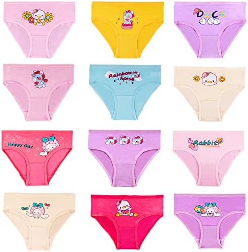 JackLoveBriefs Girls Soft Cotton Underwear with 12 Packs Panties Assorted Briefs（5-7T） Red